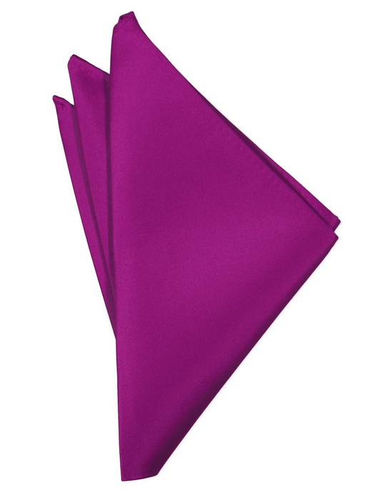 Fuchsia Solid Satin Pocket Square - Tuxedo Club