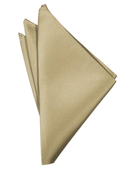 Golden Solid Satin Pocket Square - Tuxedo Club