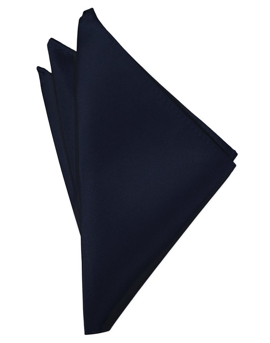 Midnight Blue Solid Satin Pocket Square - Tuxedo Club