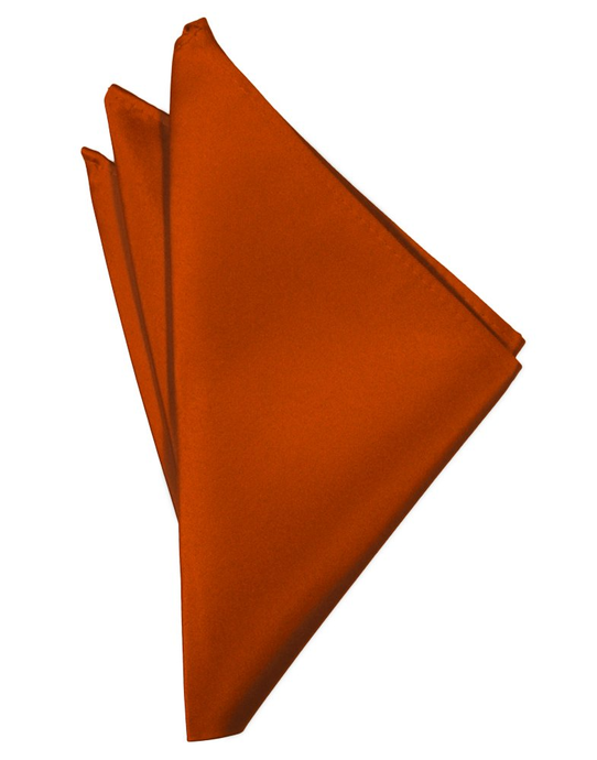 Persimmon Solid Satin Pocket Square - Tuxedo Club