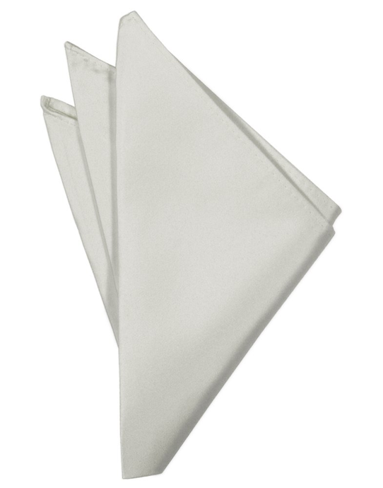 Platinum Solid Satin Pocket Square - Tuxedo Club