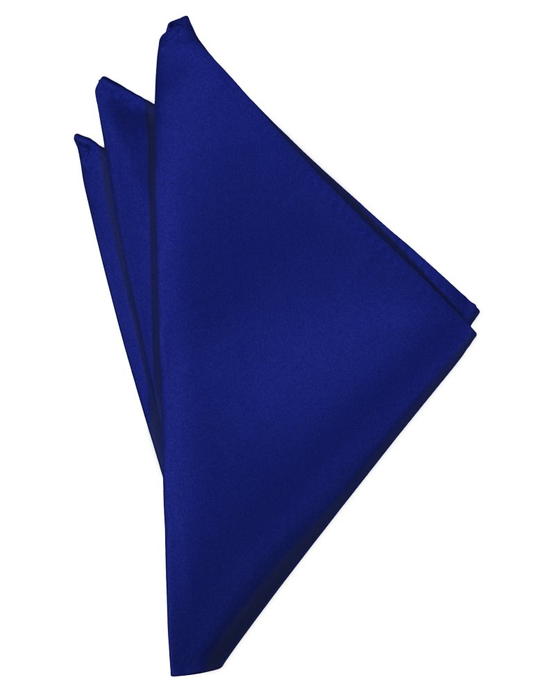 Royal Blue Solid Satin Pocket Square - Tuxedo Club