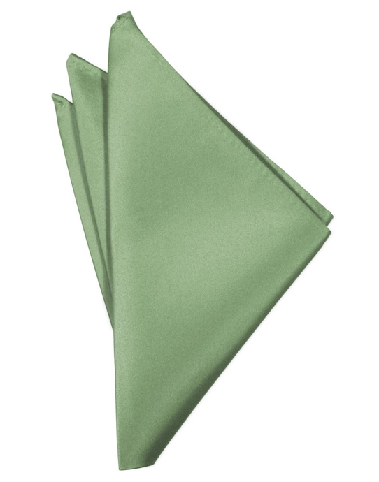 Sage Solid Satin Pocket Square - Tuxedo Club