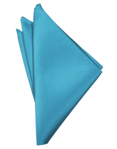 Turquoise Solid Satin Pocket Square - Tuxedo Club