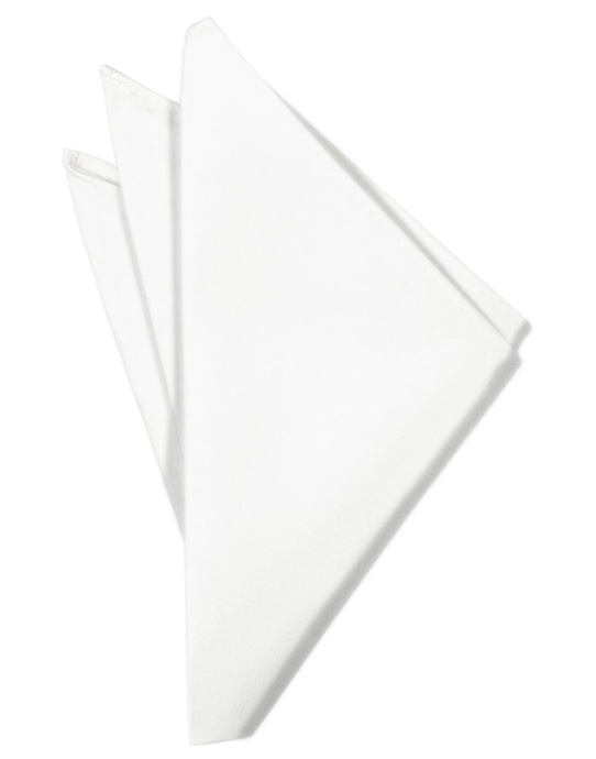White Solid Satin Pocket Square - Tuxedo Club
