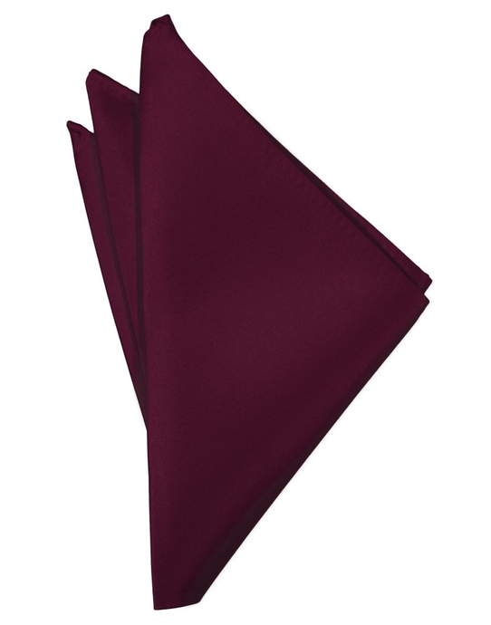 Wine Solid Satin Pocket Square - Tuxedo Club