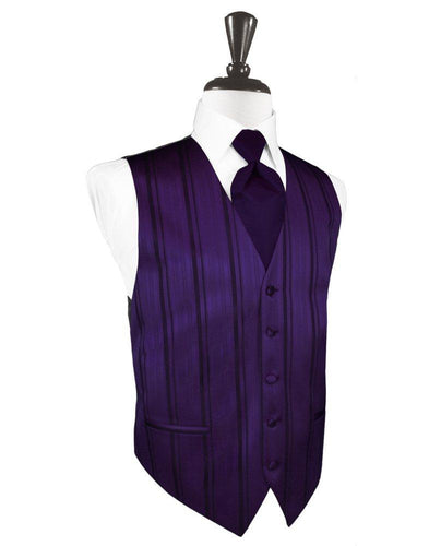 Amethyst Striped Satin Vest - Tuxedo Club