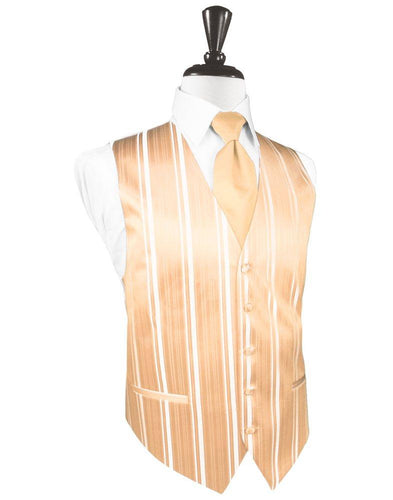 Apricot Striped Satin Vest - Tuxedo Club