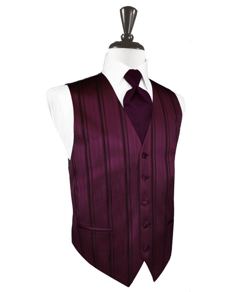 Berry Striped Satin Vest - Tuxedo Club