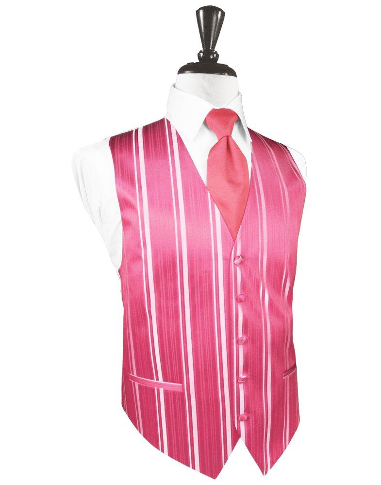 Bubblegum Striped Satin Vest - Tuxedo Club