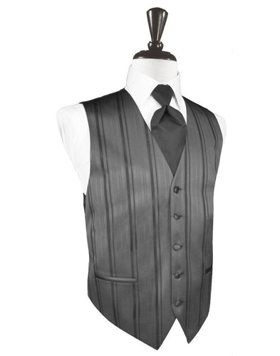 Charcoal Striped Satin Vest - Tuxedo Club