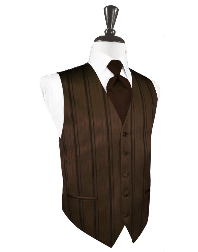 Chocolate Striped Satin Vest - Tuxedo Club