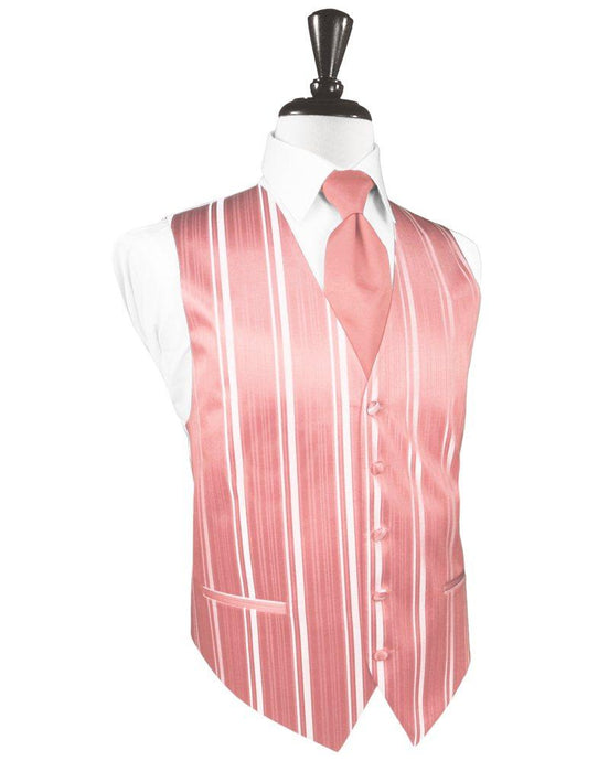 Coral Reef Striped Satin Vest - Tuxedo Club