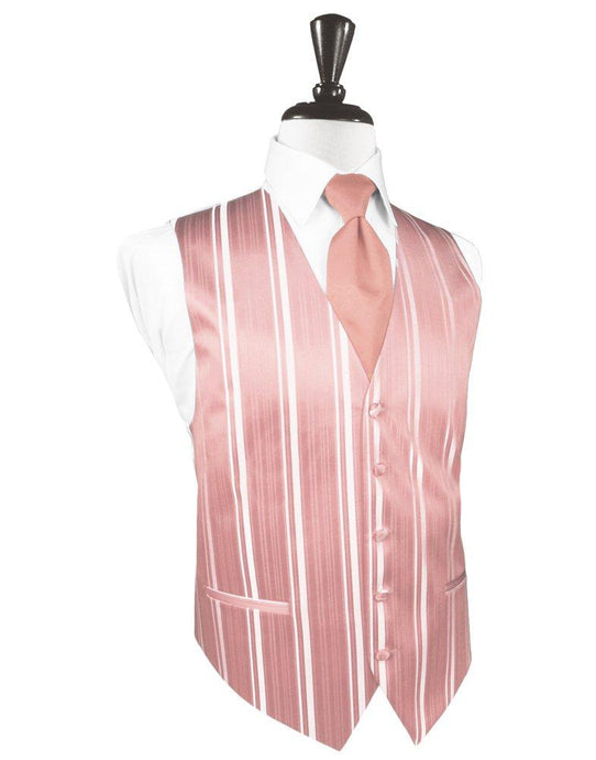 Coral Striped Satin Vest - Tuxedo Club
