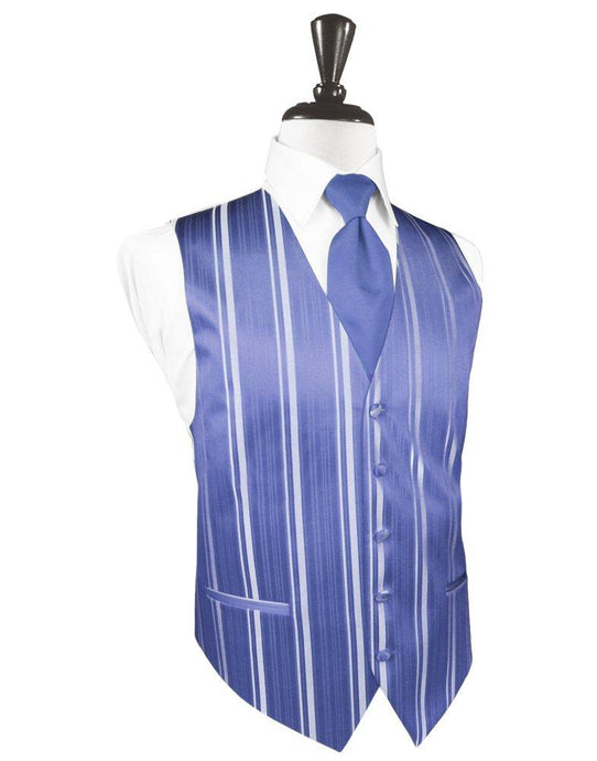 Cornflower Striped Satin Vest - Tuxedo Club