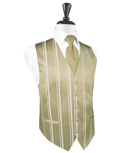 Golden Striped Satin Vest - Tuxedo Club