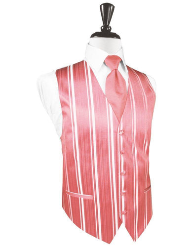 Guava Striped Satin Vest - Tuxedo Club