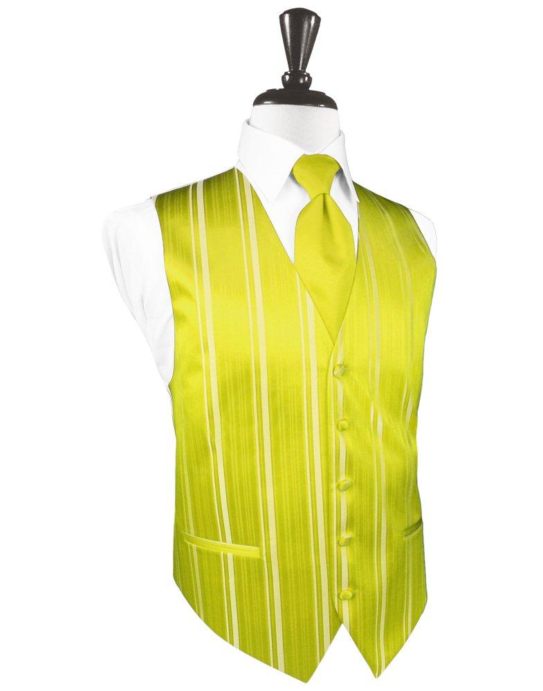 Lemon Striped Satin Vest - Tuxedo Club