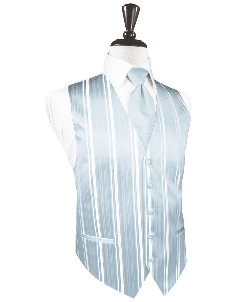Light Blue Striped Satin Vest - Tuxedo Club