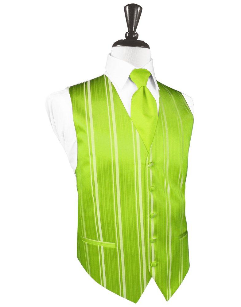Lime Striped Satin Vest - Tuxedo Club