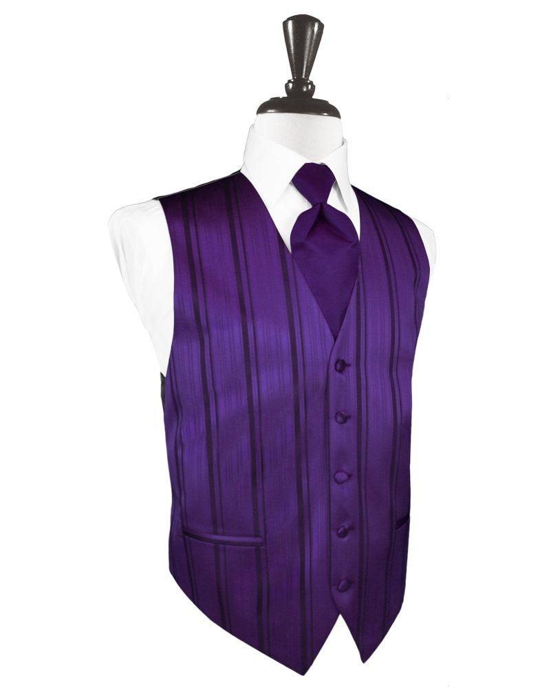 Purple Striped Satin Vest - Tuxedo Club