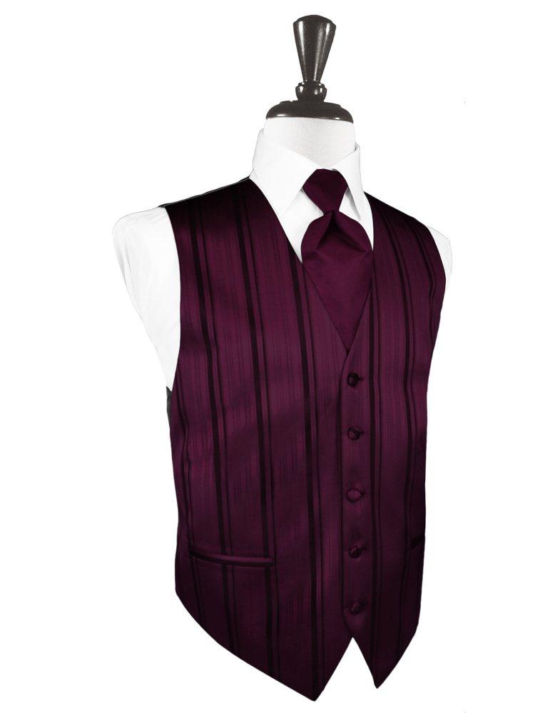 Wine Striped Satin Vest - Tuxedo Club