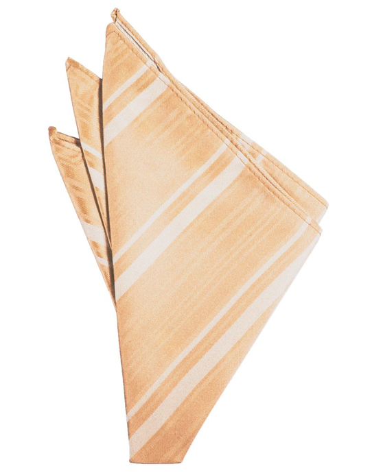 Apricot Striped Satin Pocket Square - Tuxedo Club