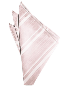 Blush Striped Satin Pocket Square - Tuxedo Club