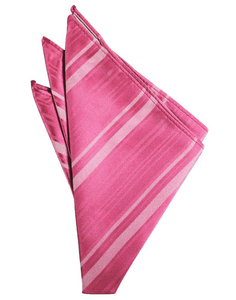 Bubblegum Striped Satin Pocket Square - Tuxedo Club