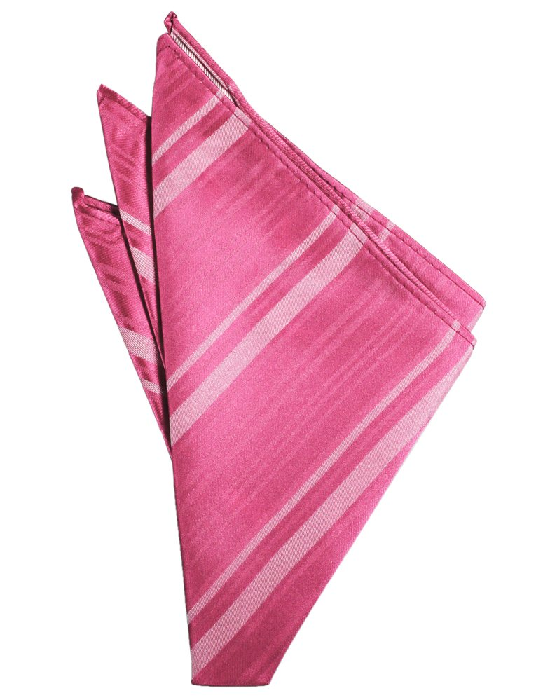 Bubblegum Striped Satin Pocket Square - Tuxedo Club