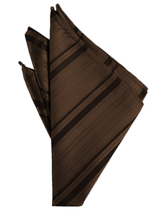 Chocolate Striped Satin Pocket Square - Tuxedo Club