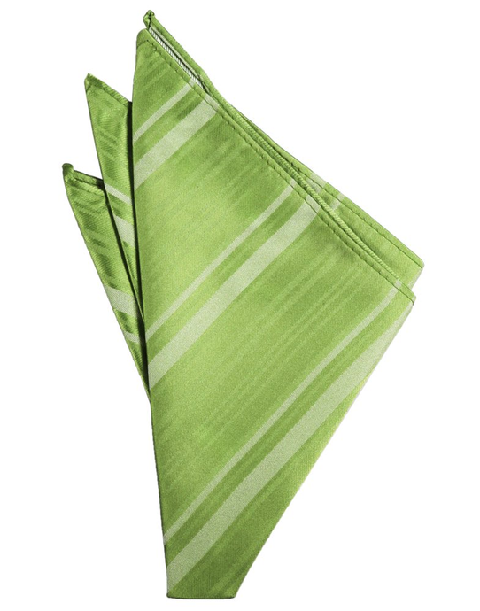 Clover Striped Satin Pocket Square - Tuxedo Club