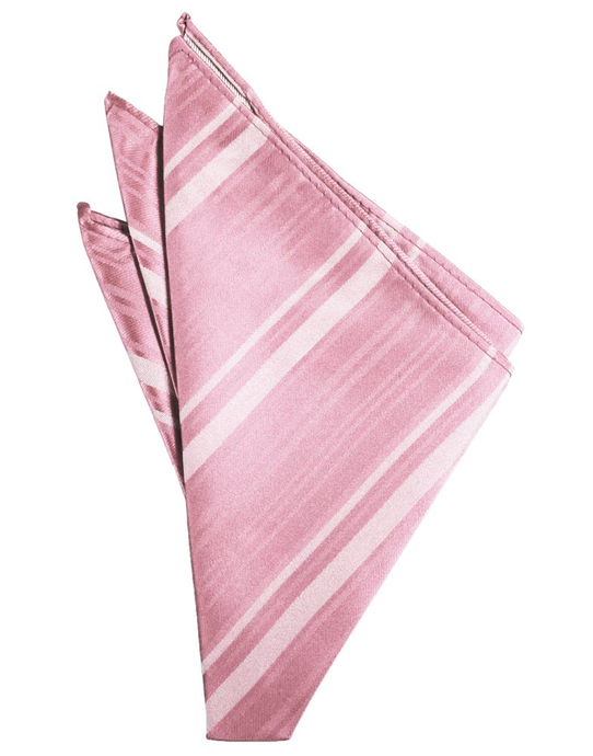 Coral Striped Satin Pocket Square - Tuxedo Club