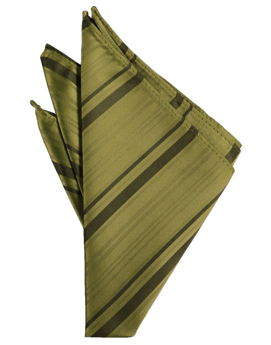 Fern Striped Satin Pocket Square - Tuxedo Club