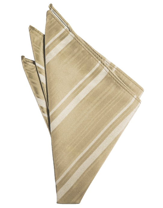 Golden Striped Satin Pocket Square - Tuxedo Club