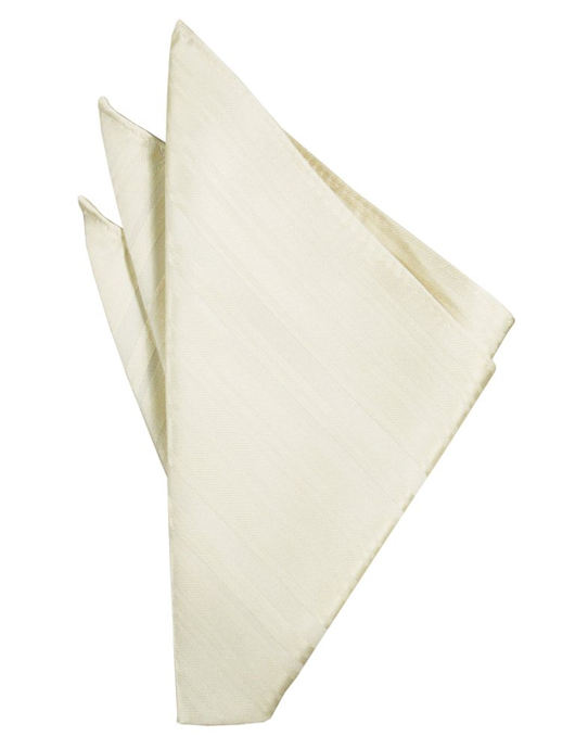 Ivory Striped Satin Pocket Square - Tuxedo Club