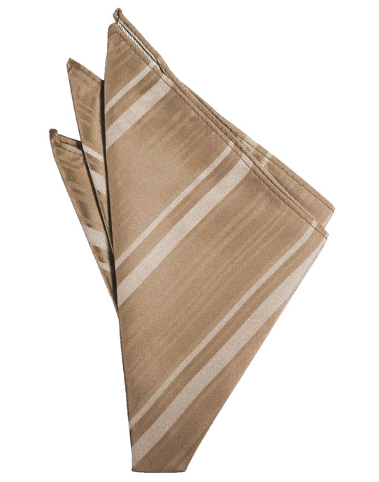 Latte Striped Satin Pocket Square - Tuxedo Club