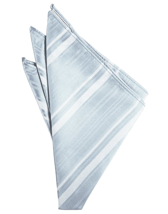 Light Blue Striped Satin Pocket Square - Tuxedo Club