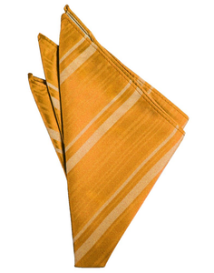 Mandarin Striped Satin Pocket Square - Tuxedo Club