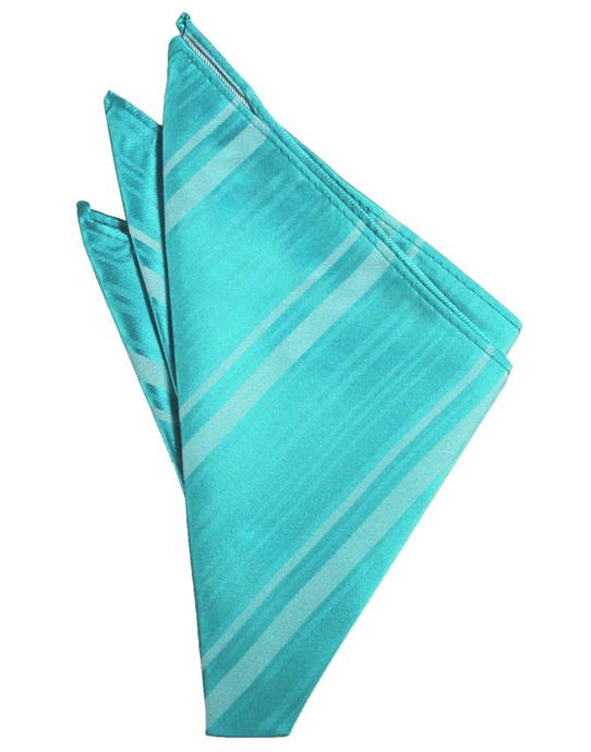 Pool Striped Satin Pocket Square - Tuxedo Club