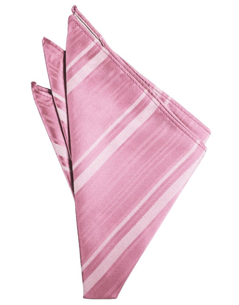 Rose Petal Striped Satin Pocket Square - Tuxedo Club