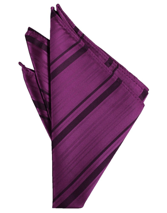 Sangria Striped Satin Pocket Square - Tuxedo Club