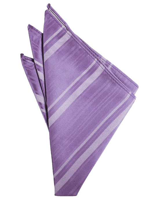 Wisteria Striped Satin Pocket Square - Tuxedo Club