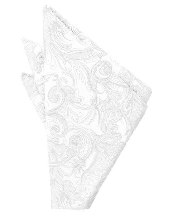 White Tapestry Pocket Square - Tuxedo Club